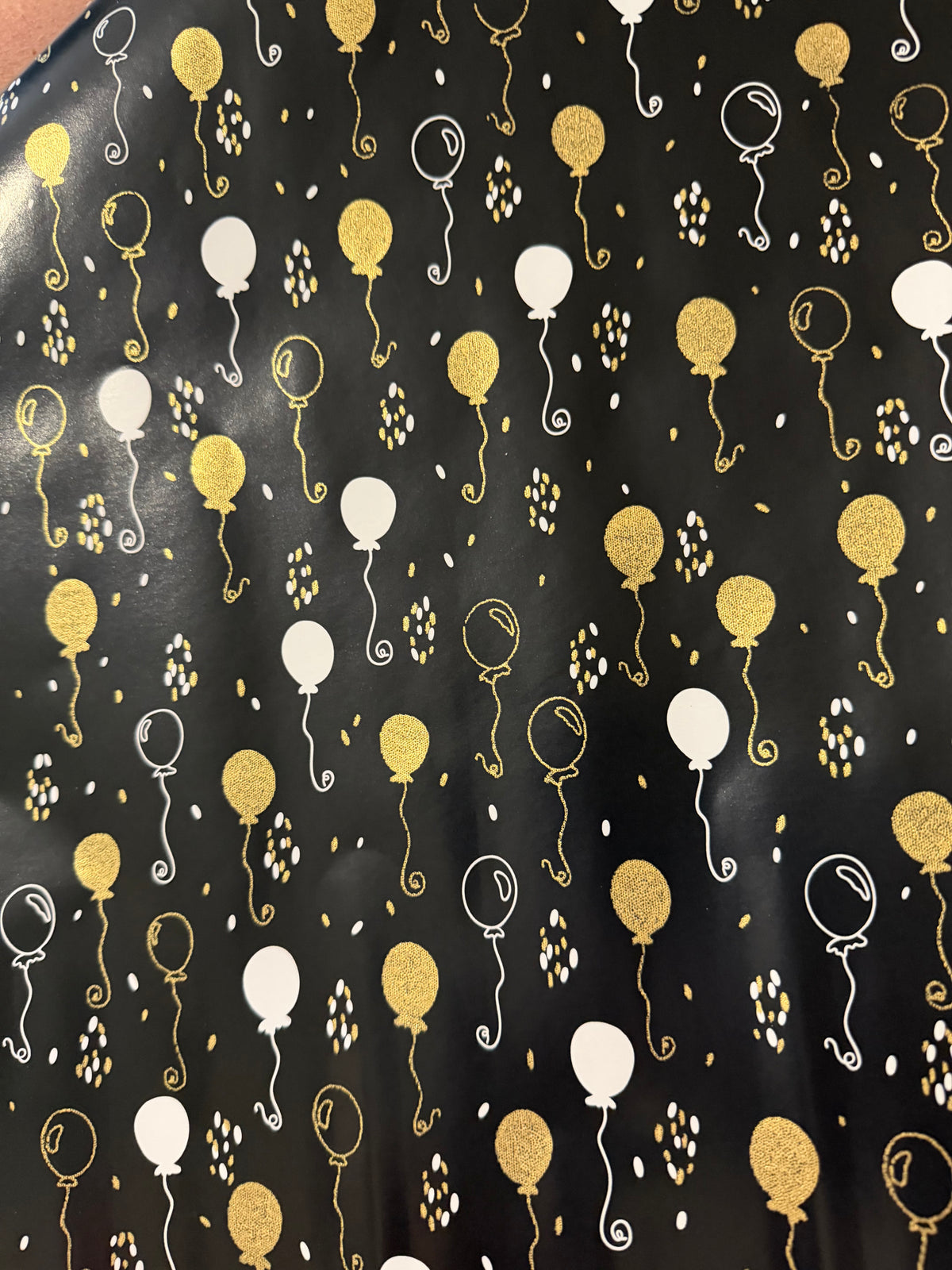 Black, Gold & White Balloon Premium Wrapping Paper — 2 Metre Roll