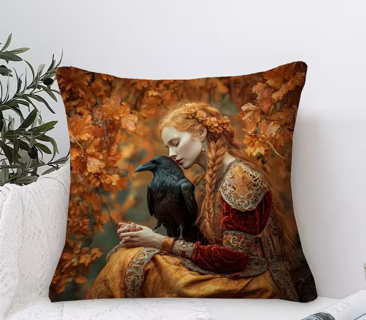 Ravens Kiss Velvet Cushion Cover