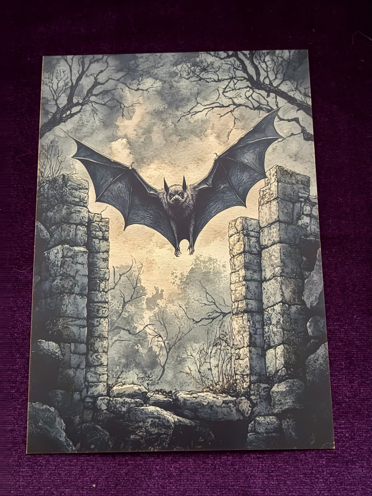 Gothic Moonlit Ruins Mini Print Set – Set 4