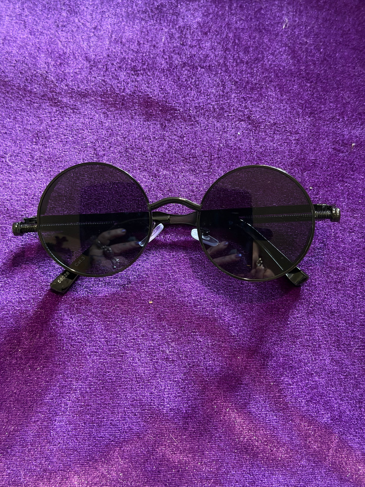 Black Gothic Steampunk Round Sunglasses