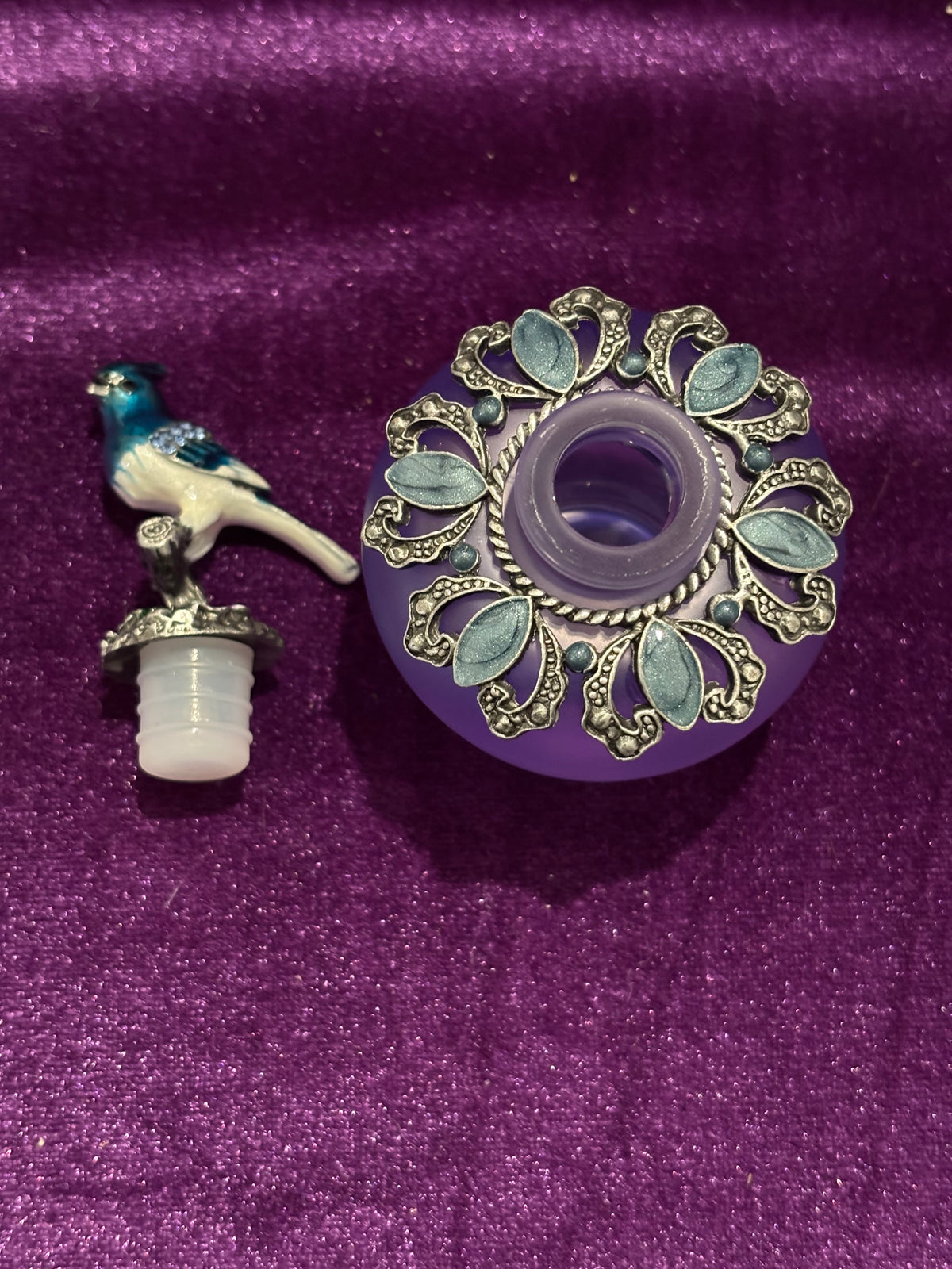 Handmade Blue Bird Jeweled Glass Perfume Bottle – 25ml