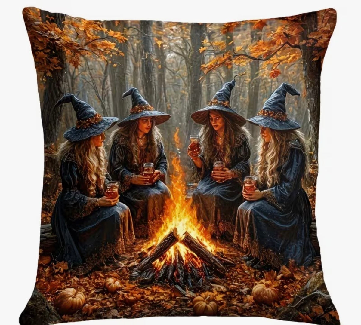 The Autumn Coven Velvet Cushion Cover