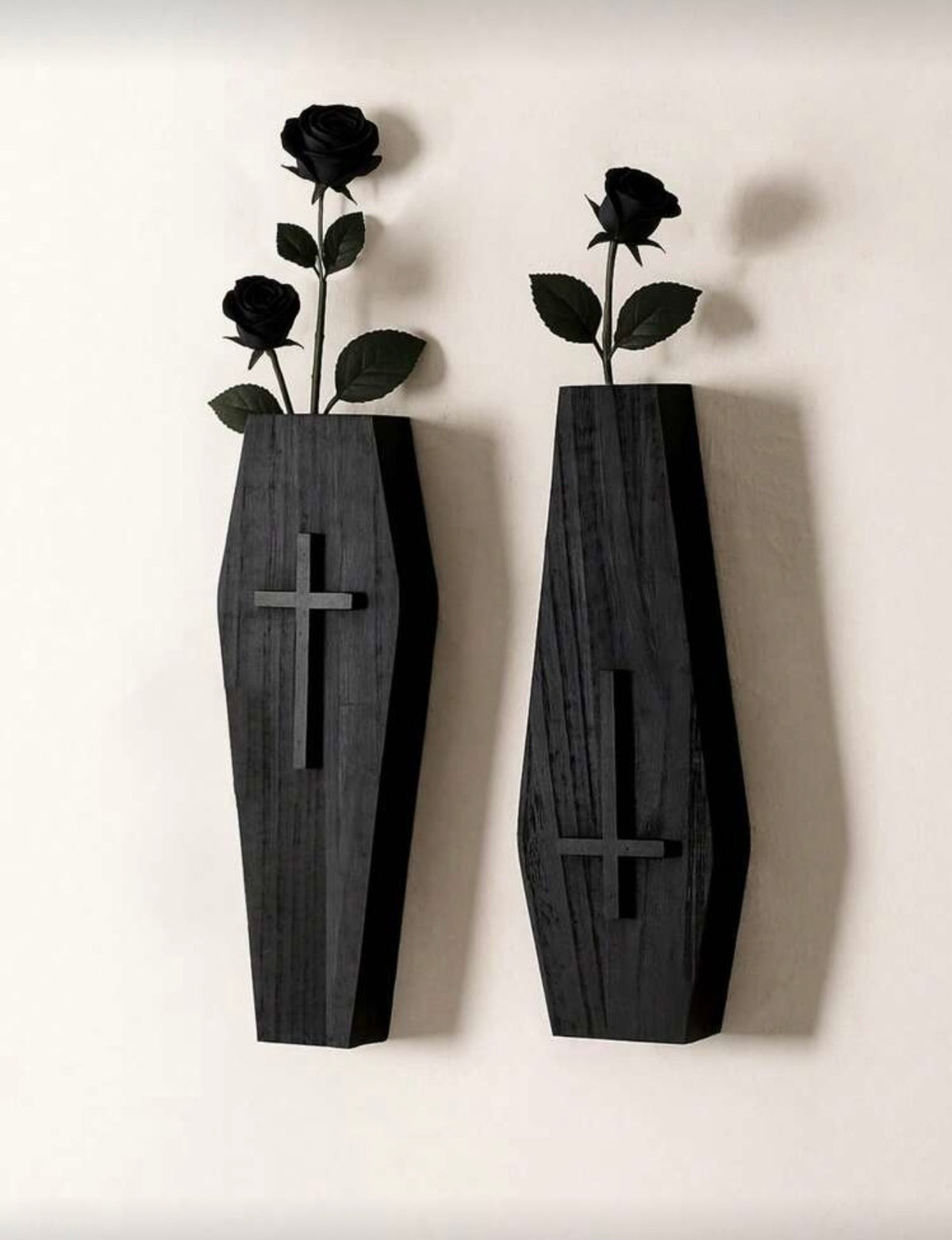 The Mourner’s Bloom — Wooden Coffin Wall Vase