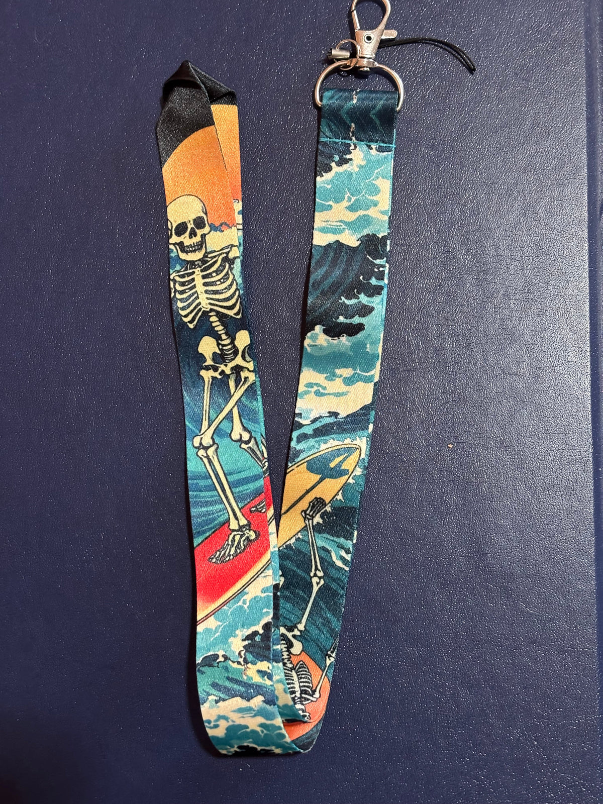 Surfing Skeletons Lanyard with Clip & Phone String
