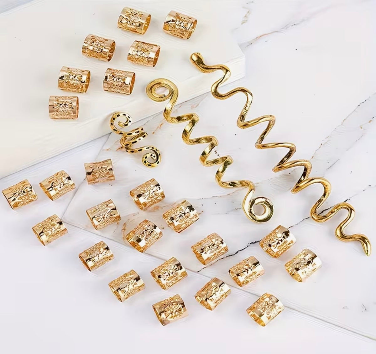 Gold Viking Hair & Braid Cuffs