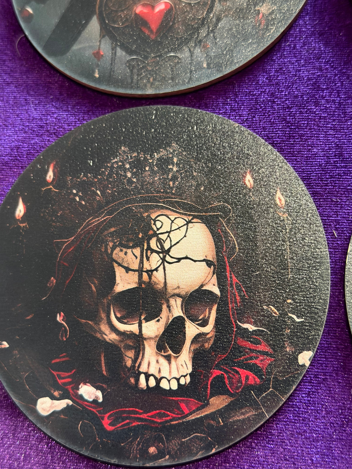 Gothic Shadows Wooden Coasters – Set of Six