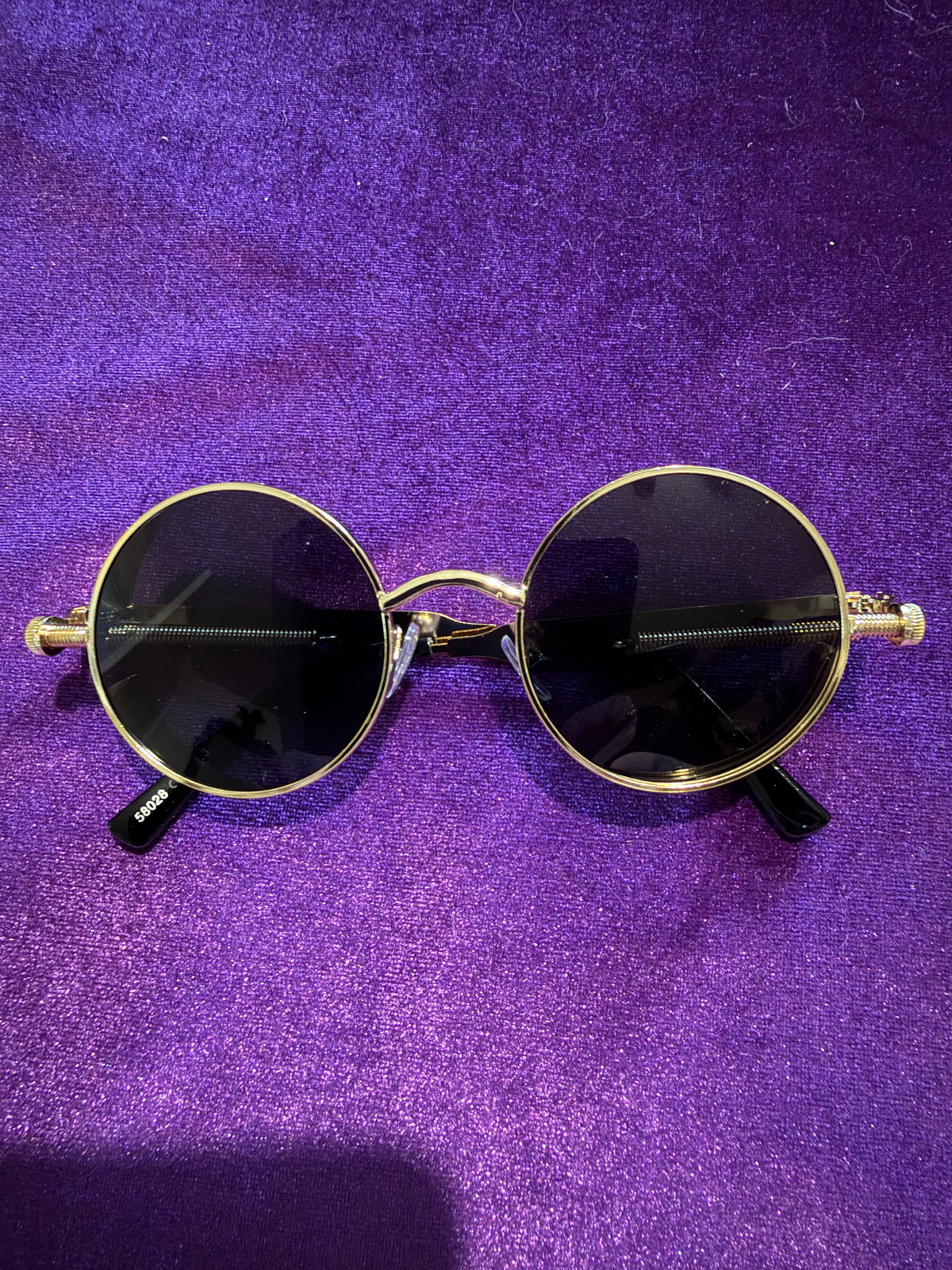 Gold Gothic Round Anti-Glare Sunglasses