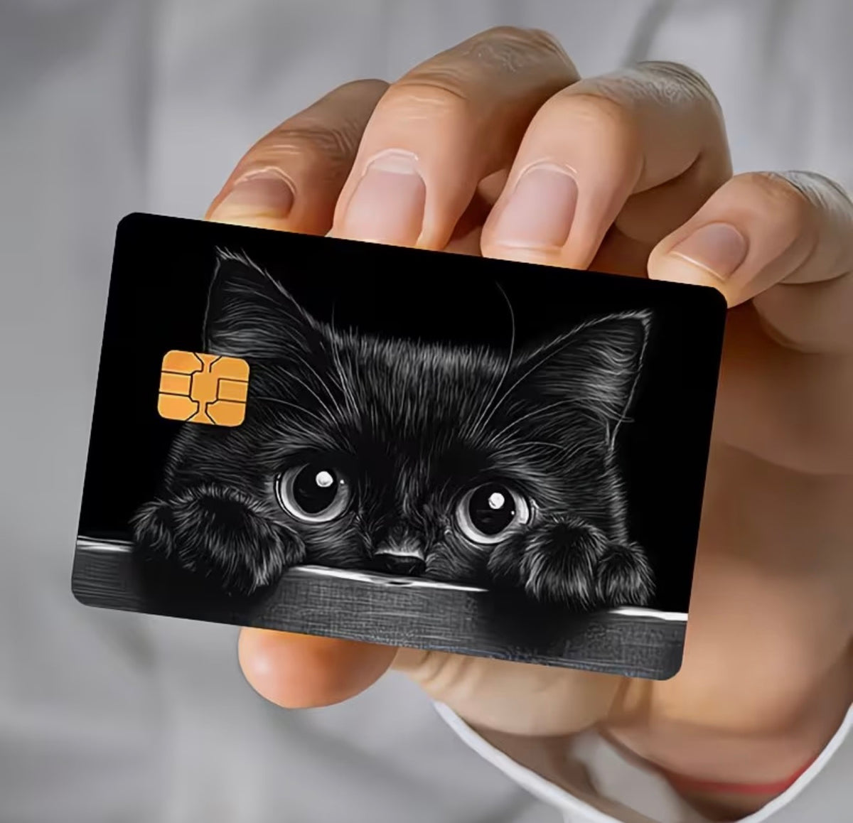 Peeking Black Cat Bank Card Skin
