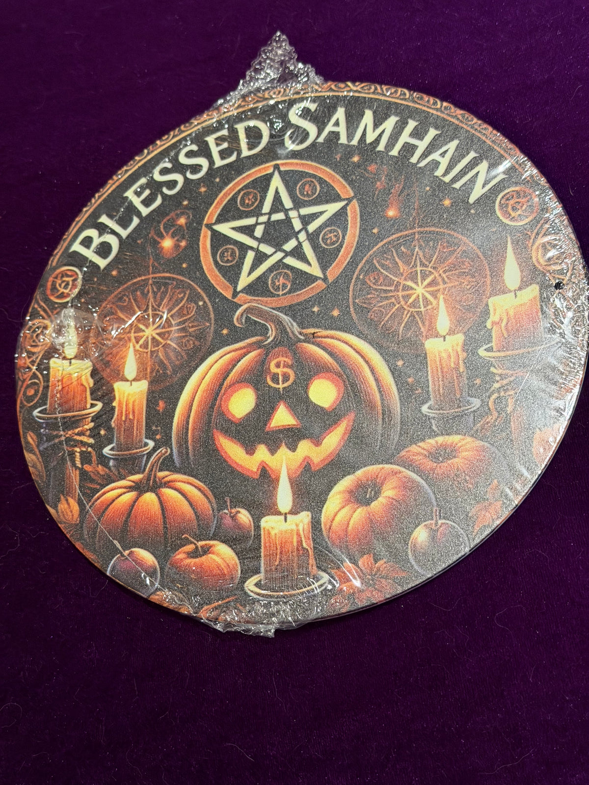 Blessed Samhain 8-Inch Round Metal Sign