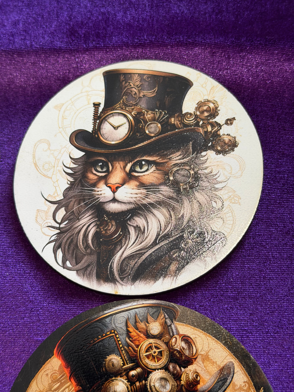 Steampunk Cats Wooden Coasters – Set of Six