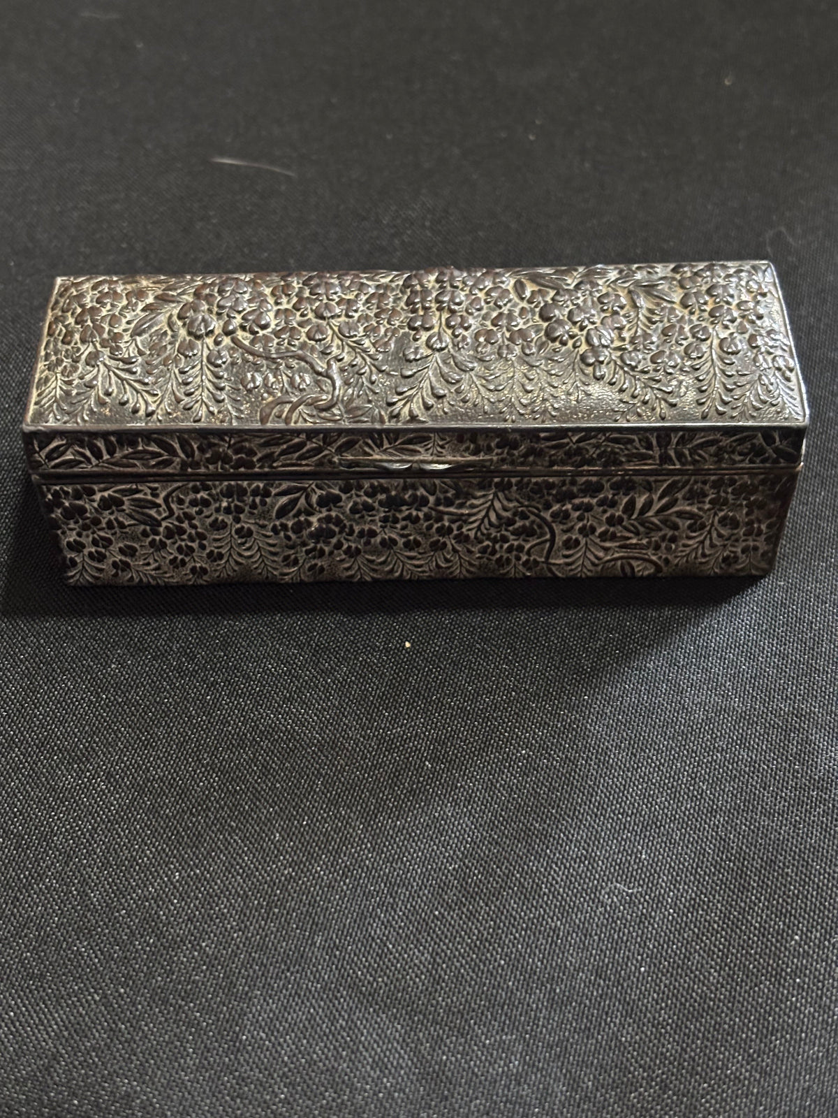 Antique Chinese Silver Floral Trinket Box with Gilt Interior – Circa 1900