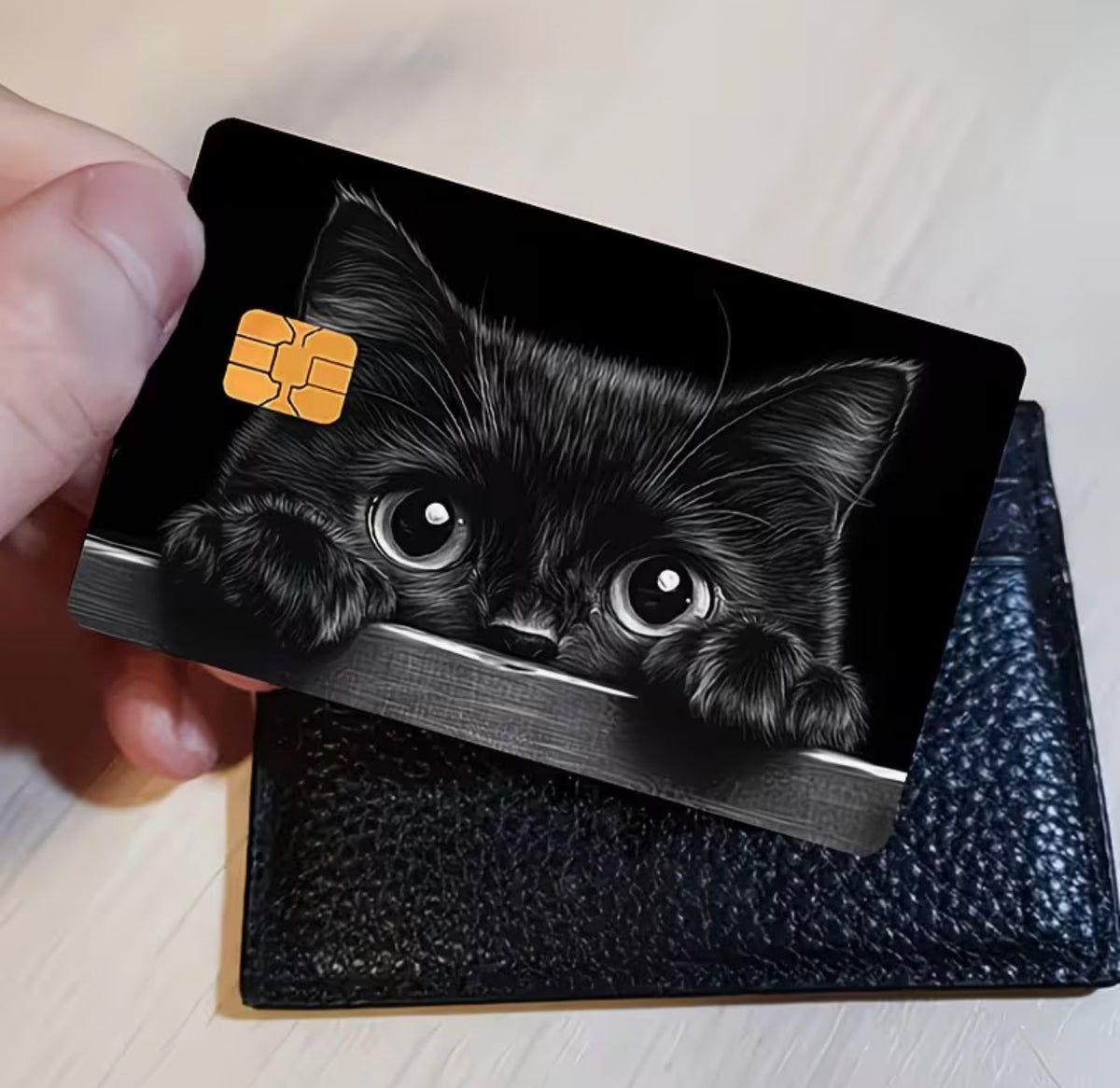 Peeking Black Cat Bank Card Skin