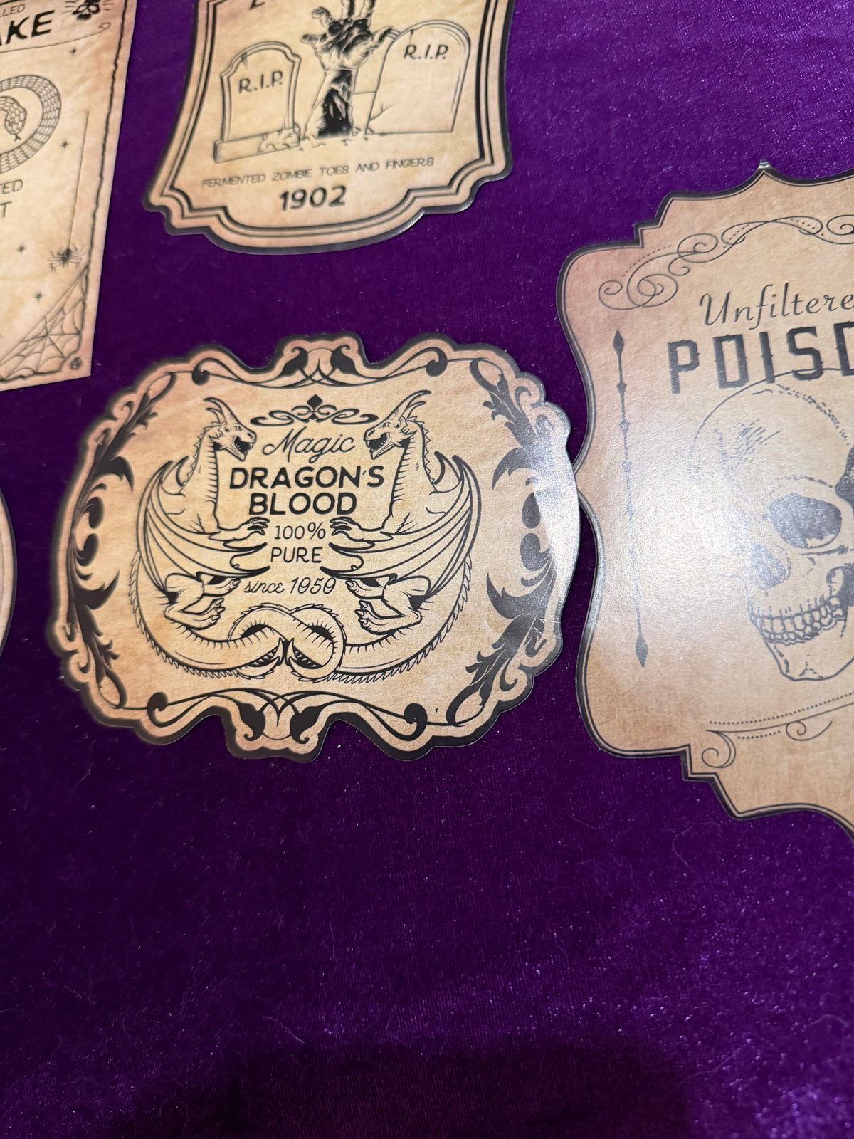Large Vintage Gothic Wine Bottle Labels – Set of 5
