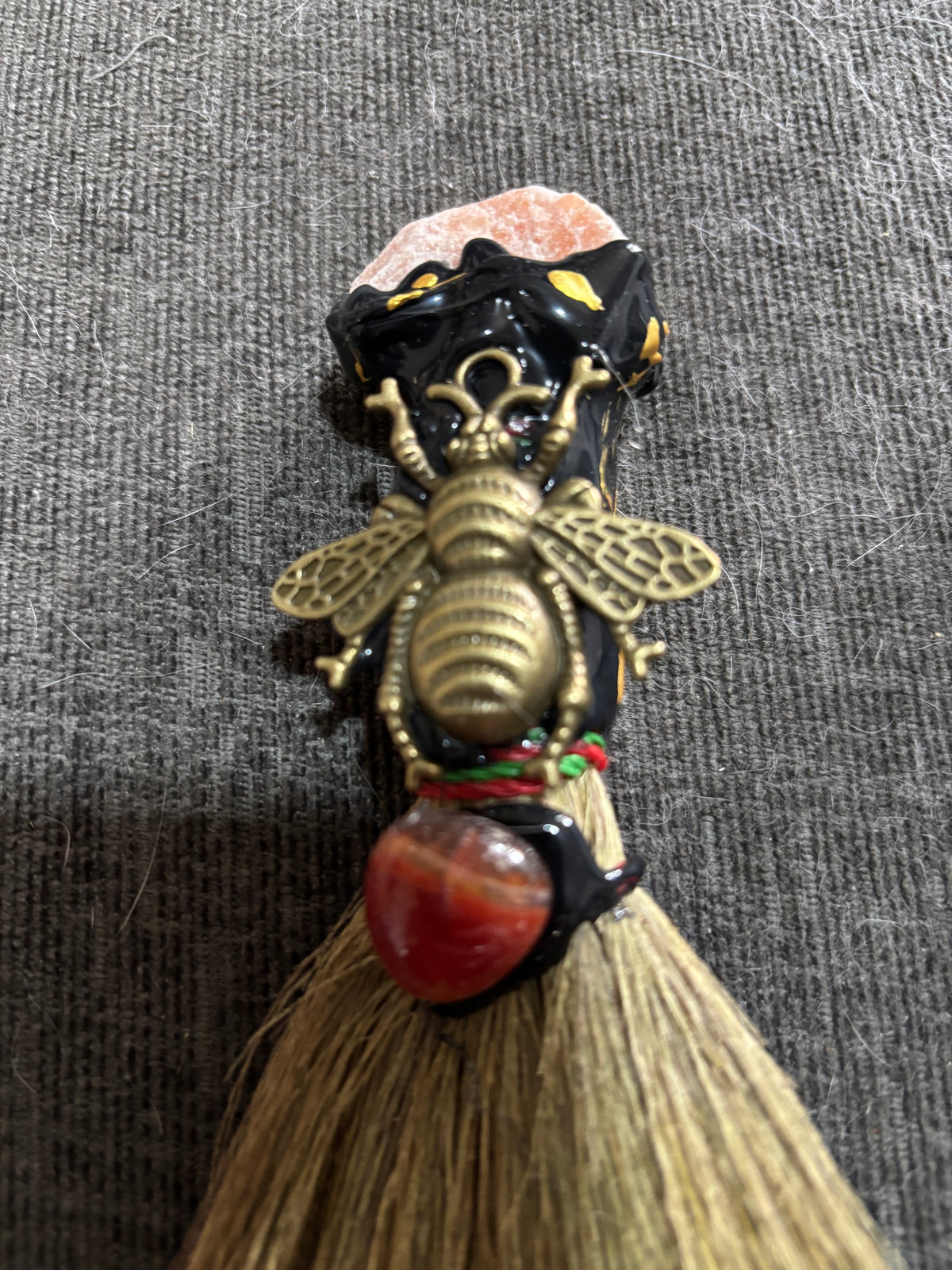 Peach Moonstone & Carnelian Bee Altar Broom
