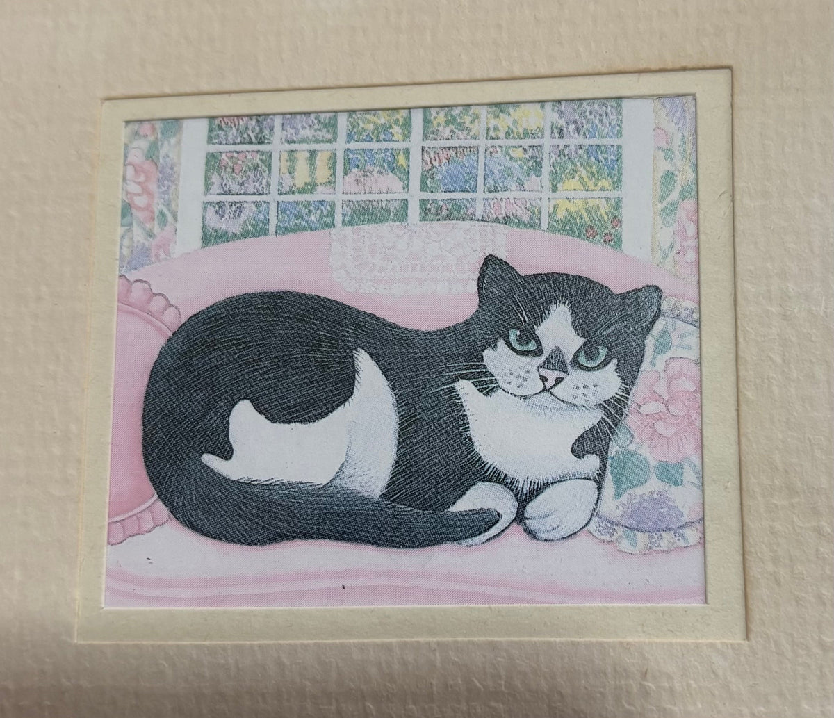 Vintage Sharon Jervis Framed Cat Prints – Four Miniatures