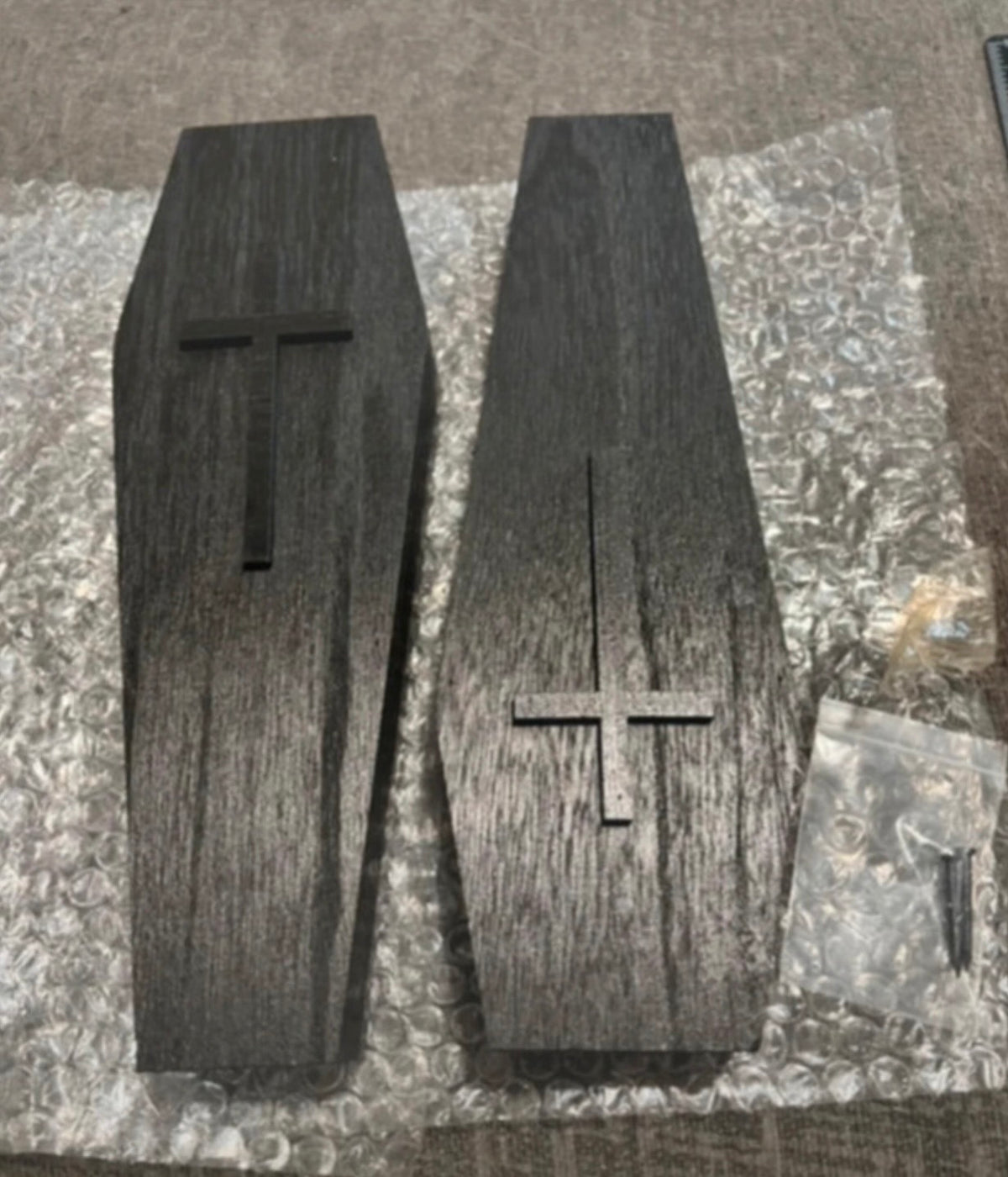 The Mourner’s Bloom — Wooden Coffin Wall Vase