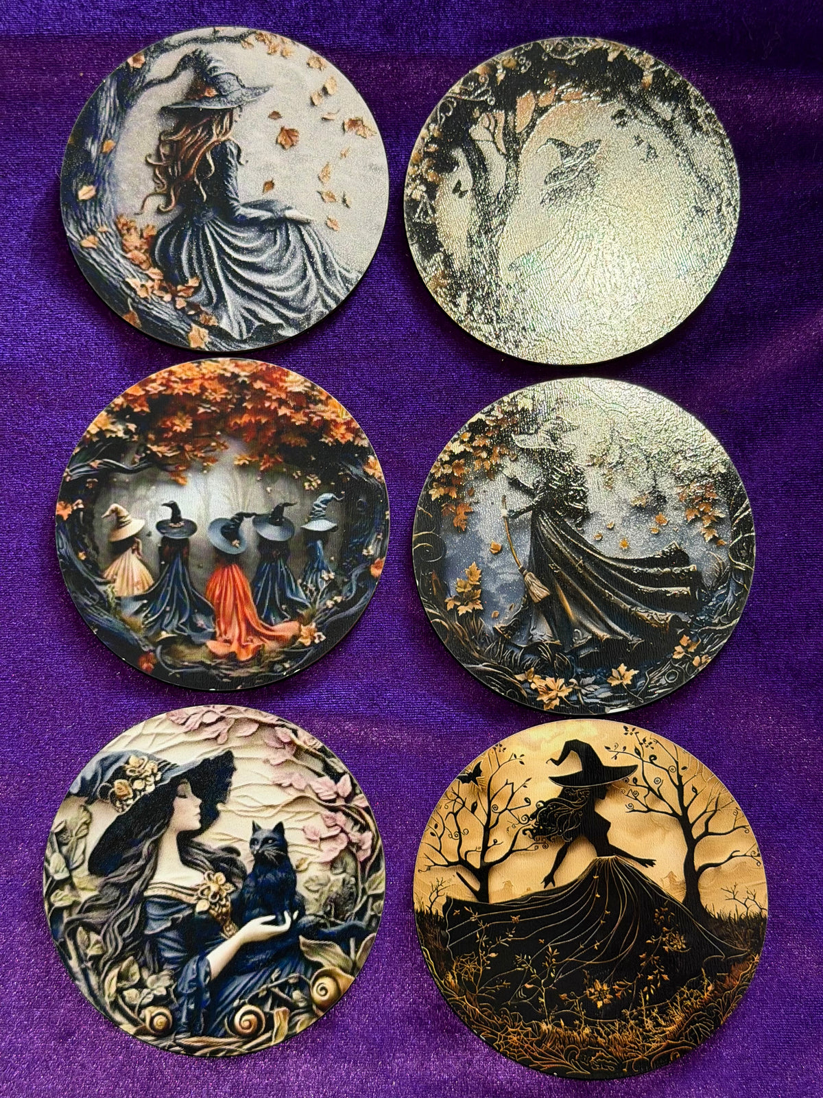 Witches of the Autumn Wood Wooden Coasters – Set of Six