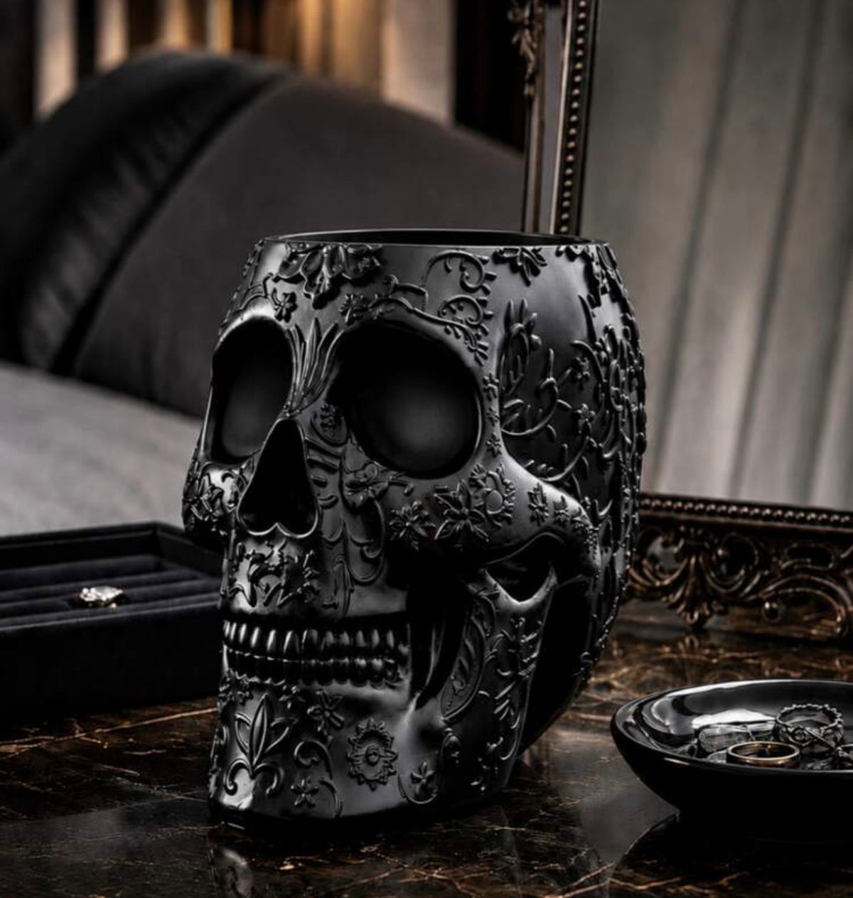 Gothic Black Skull Makeup Brush Or Pen Holder