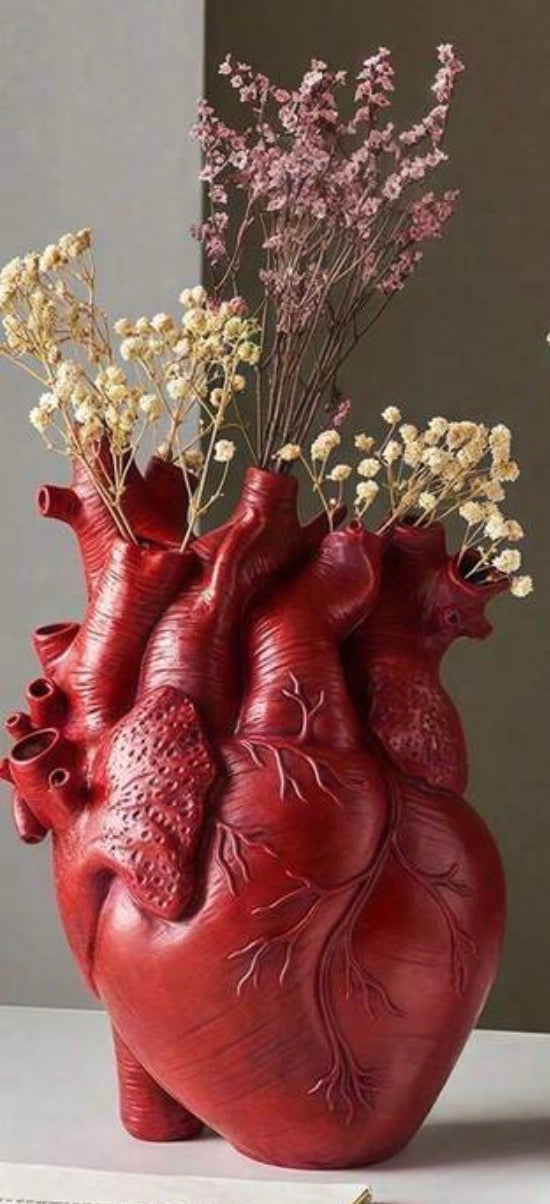 Red Anatomical Heart Vase