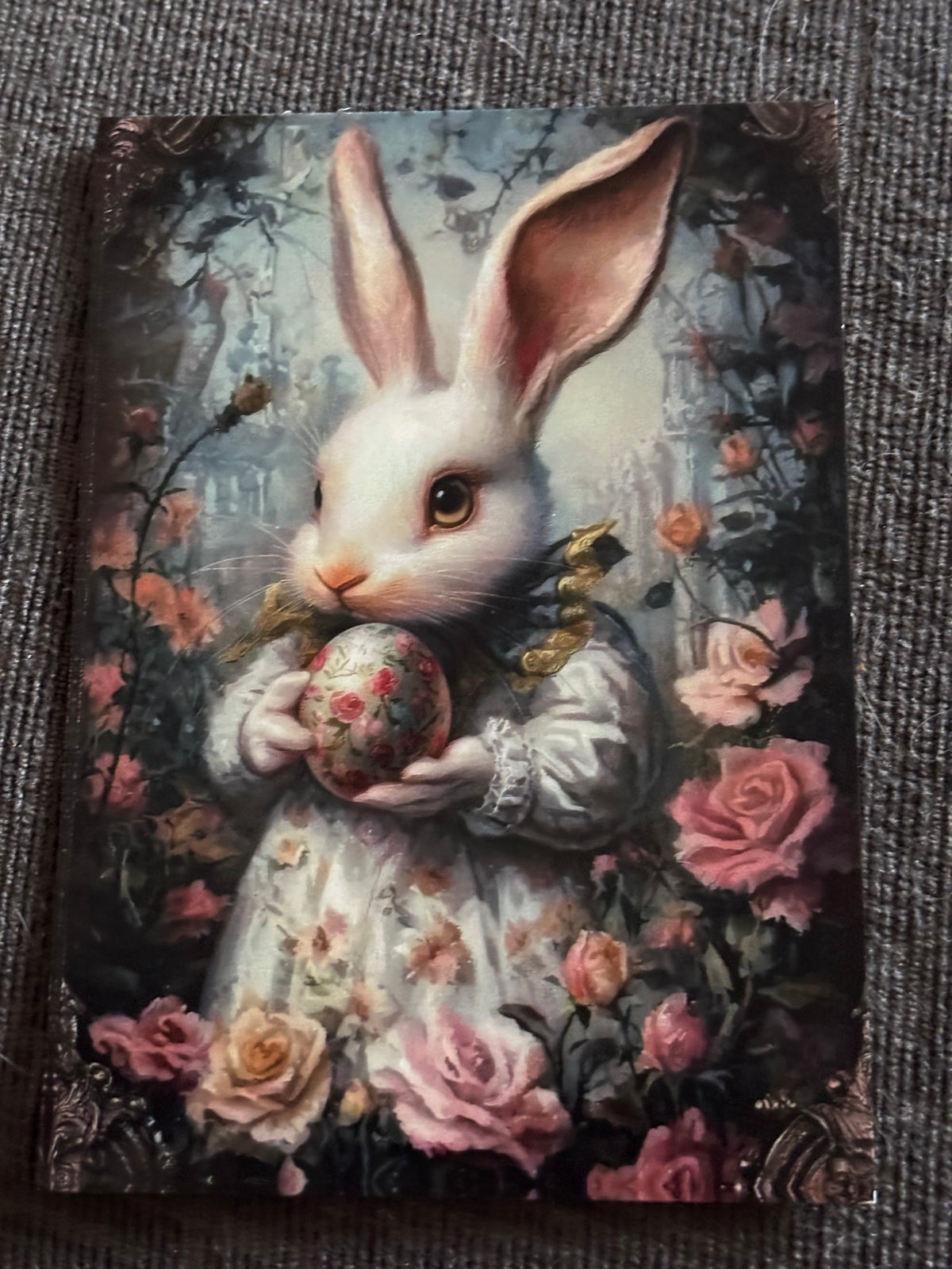 Modern Alice in Wonderland A6 Postcard Set – Floral Fantasy Carriages, Rabbit Fairies & Gothic Tea Party Art (Set of 4)