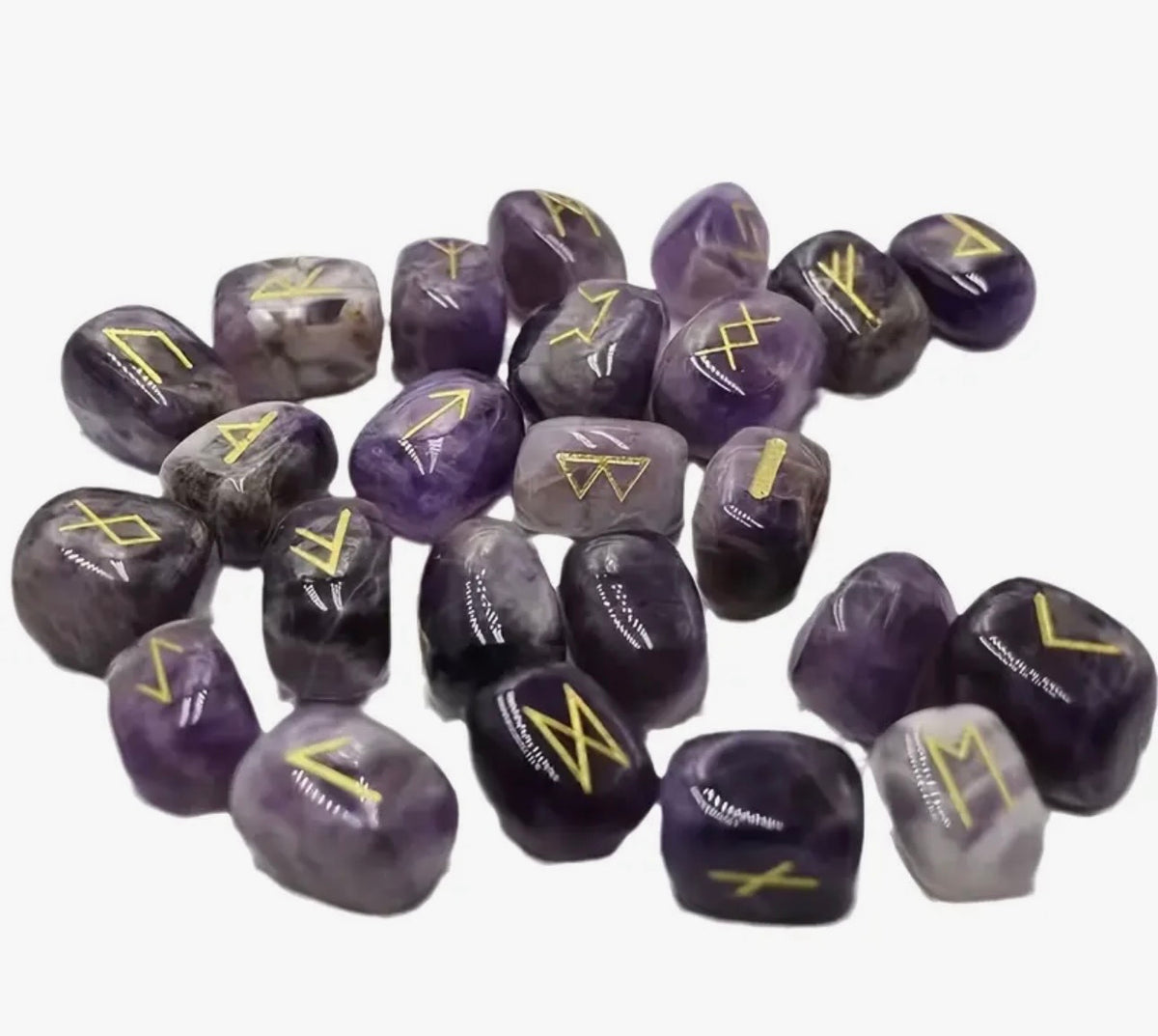 Amethyst Elder Futhark Rune Stone Set