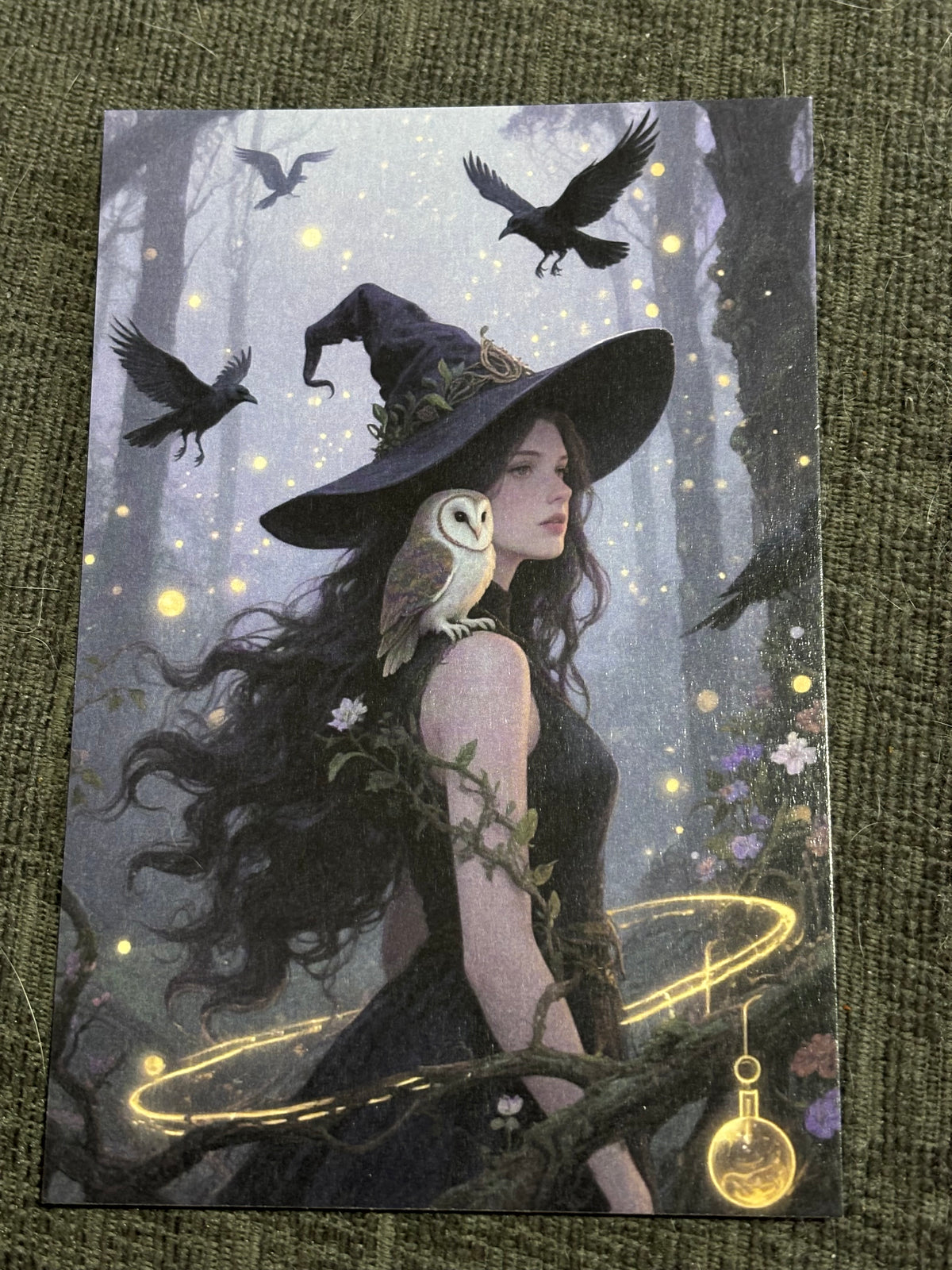 Witch & Familiar A6 Postcard Set – Gothic Fantasy Art Prints – Magical Forest Witch Cards (Set of 4)