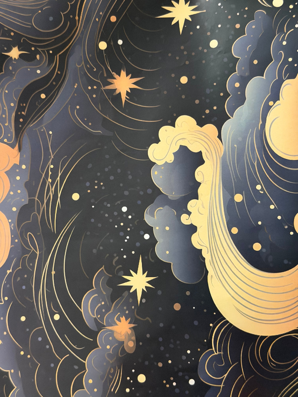 Black Galaxy – Celestial Clouds & Stars Premium Wrapping Paper