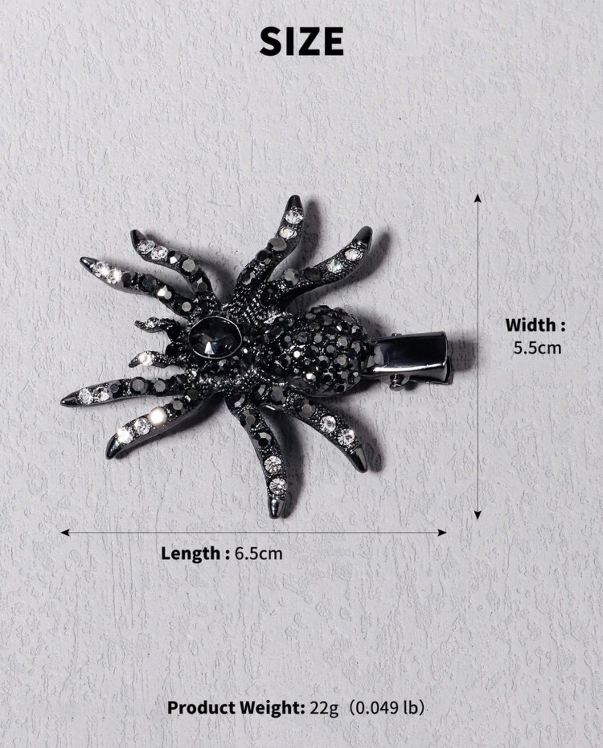 Black Crystal Gothic Spider Hair Clip