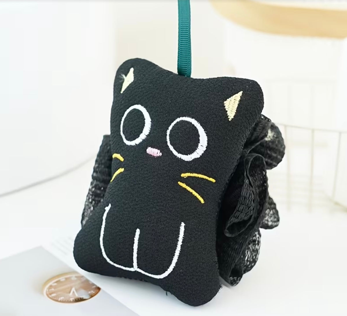 Black Cat Two-in-One Bath Sponge and Scrubber