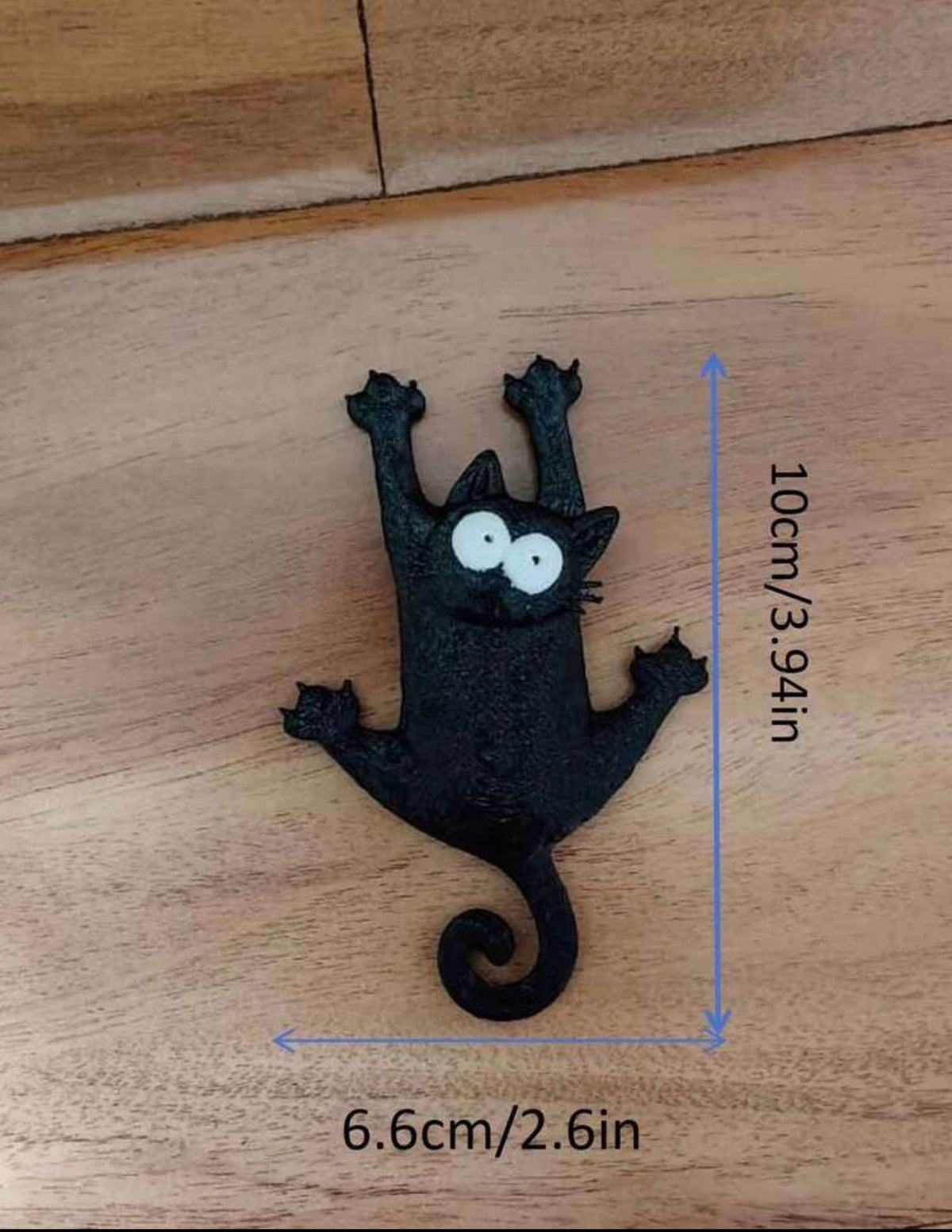 Hanging On for Dear Life Black Cat Fridge Magnet