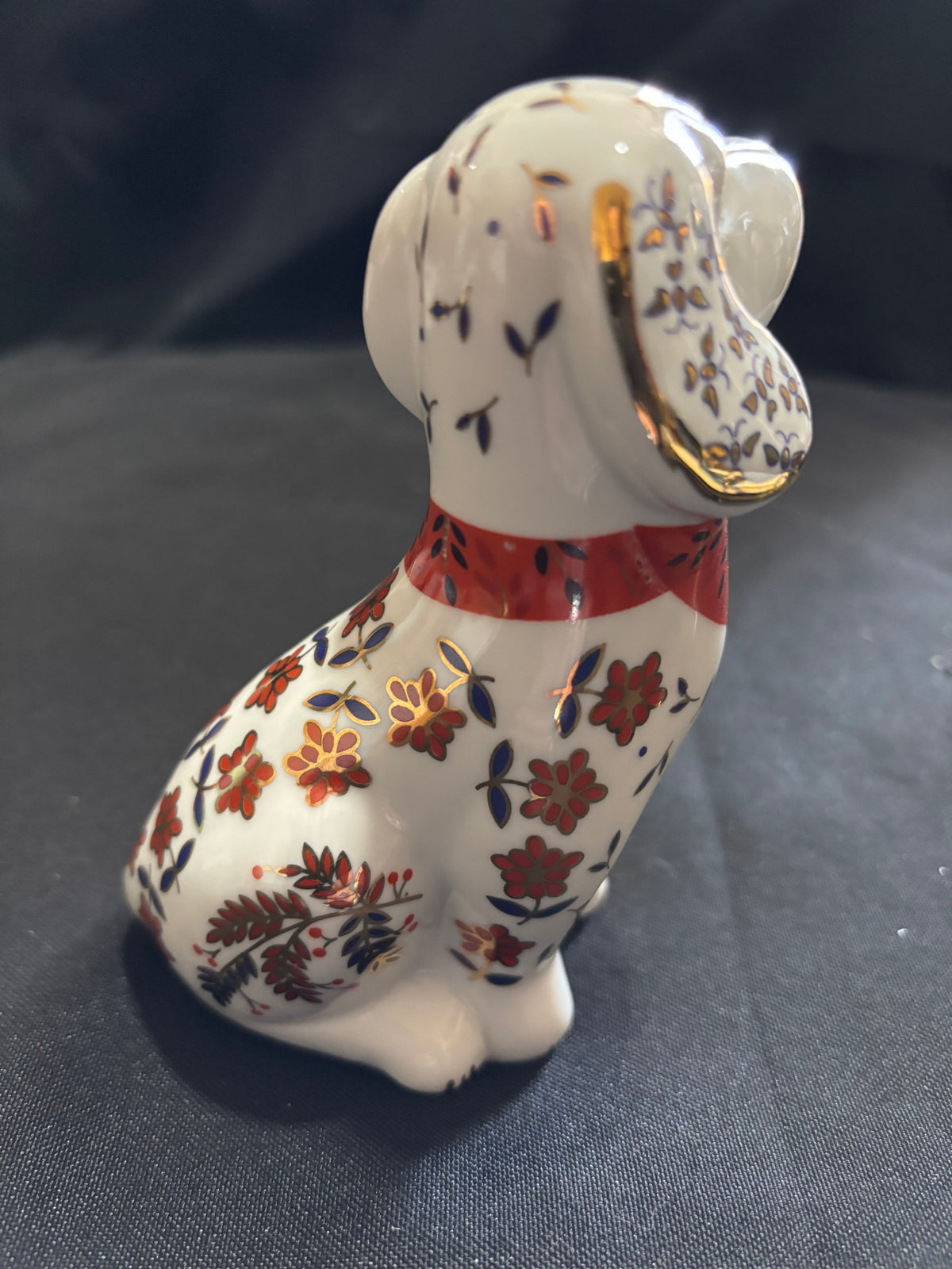 Vintage Japanese Imari Ware Style Floral Dog Figurine