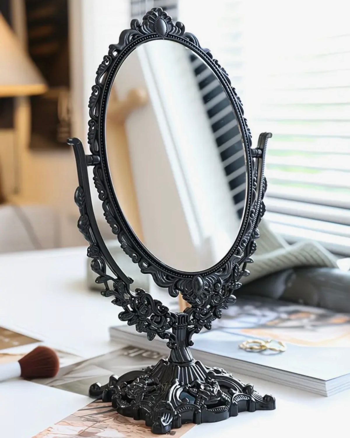 Ornate Black Gothic Vanity Mirror