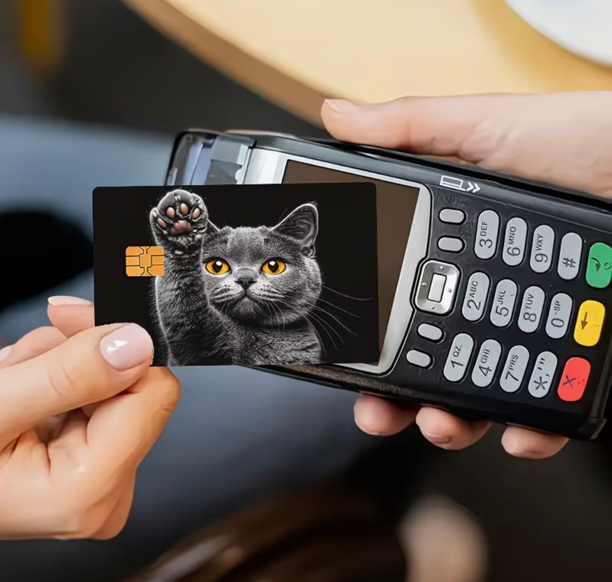 Curious Grey Cat Bank Card Skin