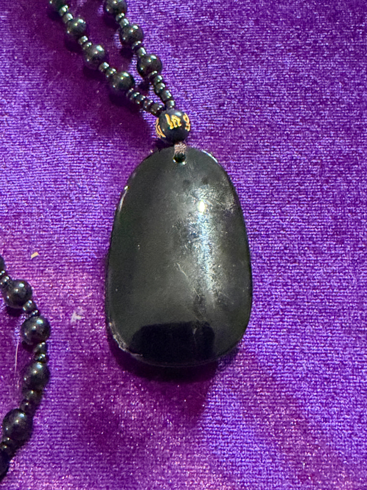 Black Obsidian Carved Buddha Pendant Necklace