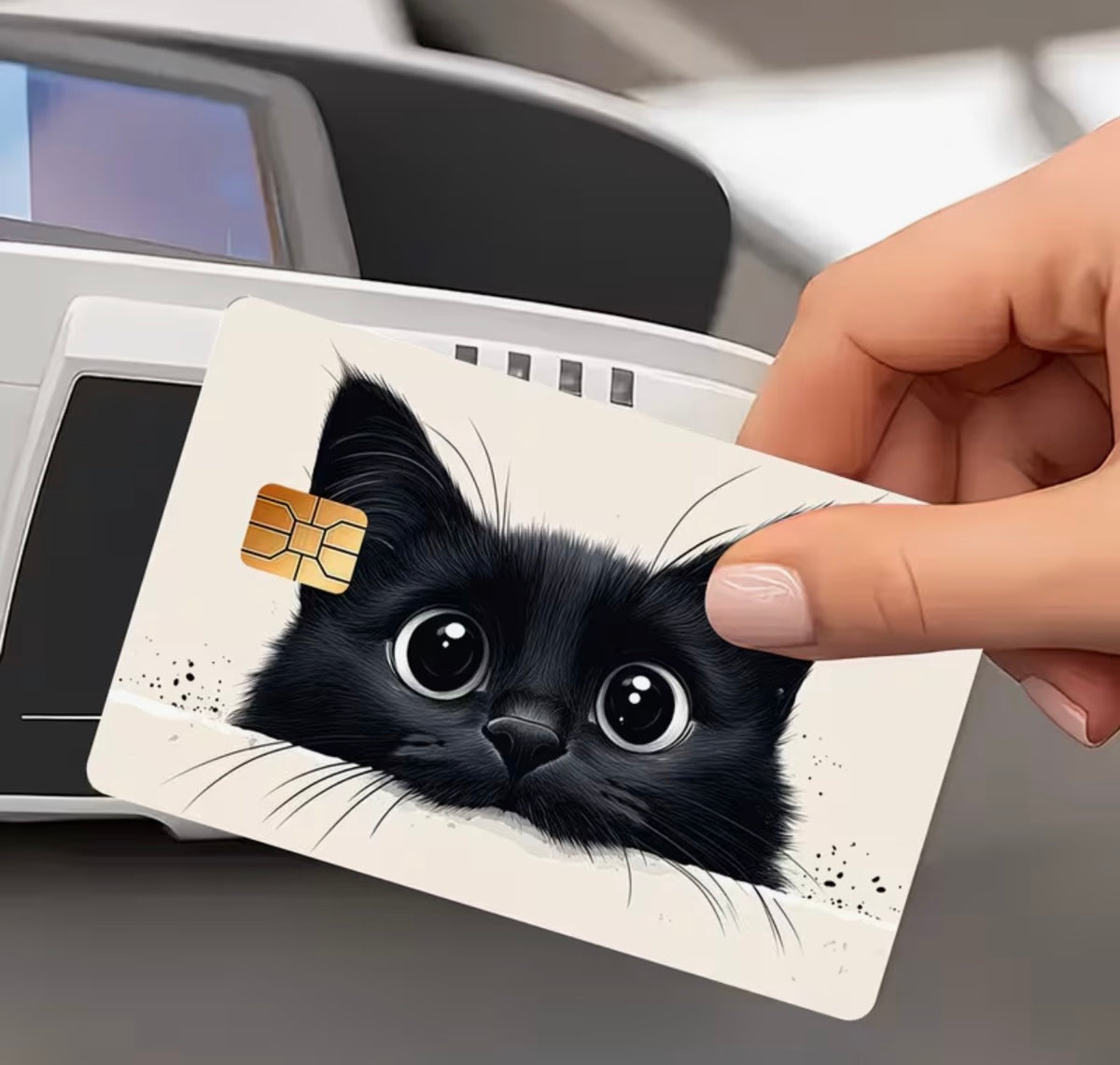 Peeking Black Cat Bank Card Skin