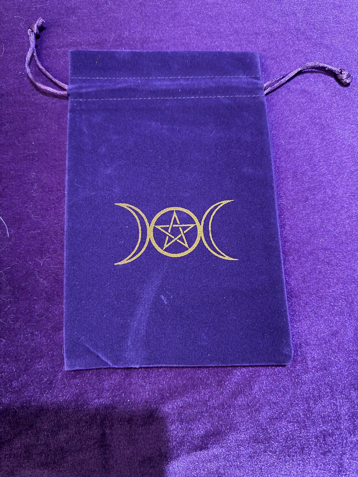 Purple Triple Moon & Pentacle Velvet Tarot Bag