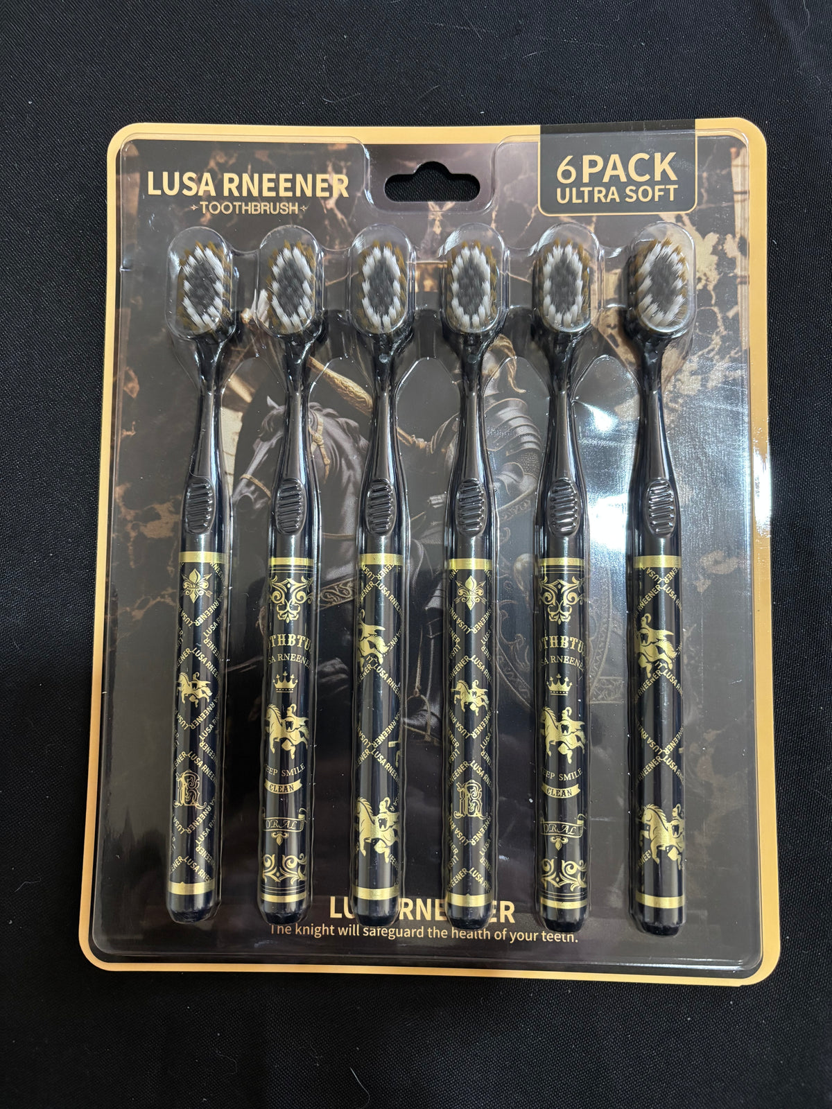 Black & Gold Toothbrush Set (6 Pack) – Soft Bristle Gothic Bathroom Accessories