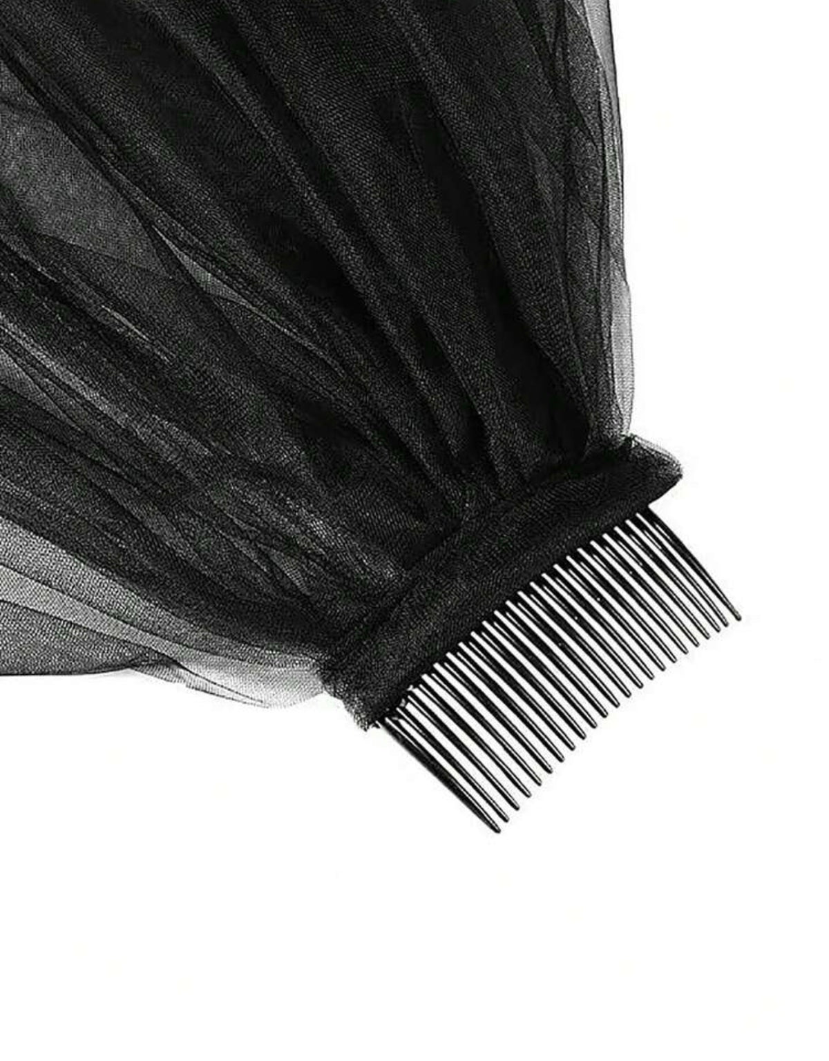 Black Gothic Lace Bridal Veil with Comb