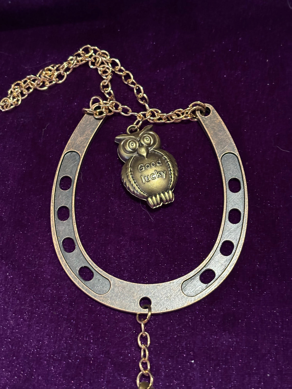 Good Luck Owl Horseshoe Three-Bell Wind Chime
