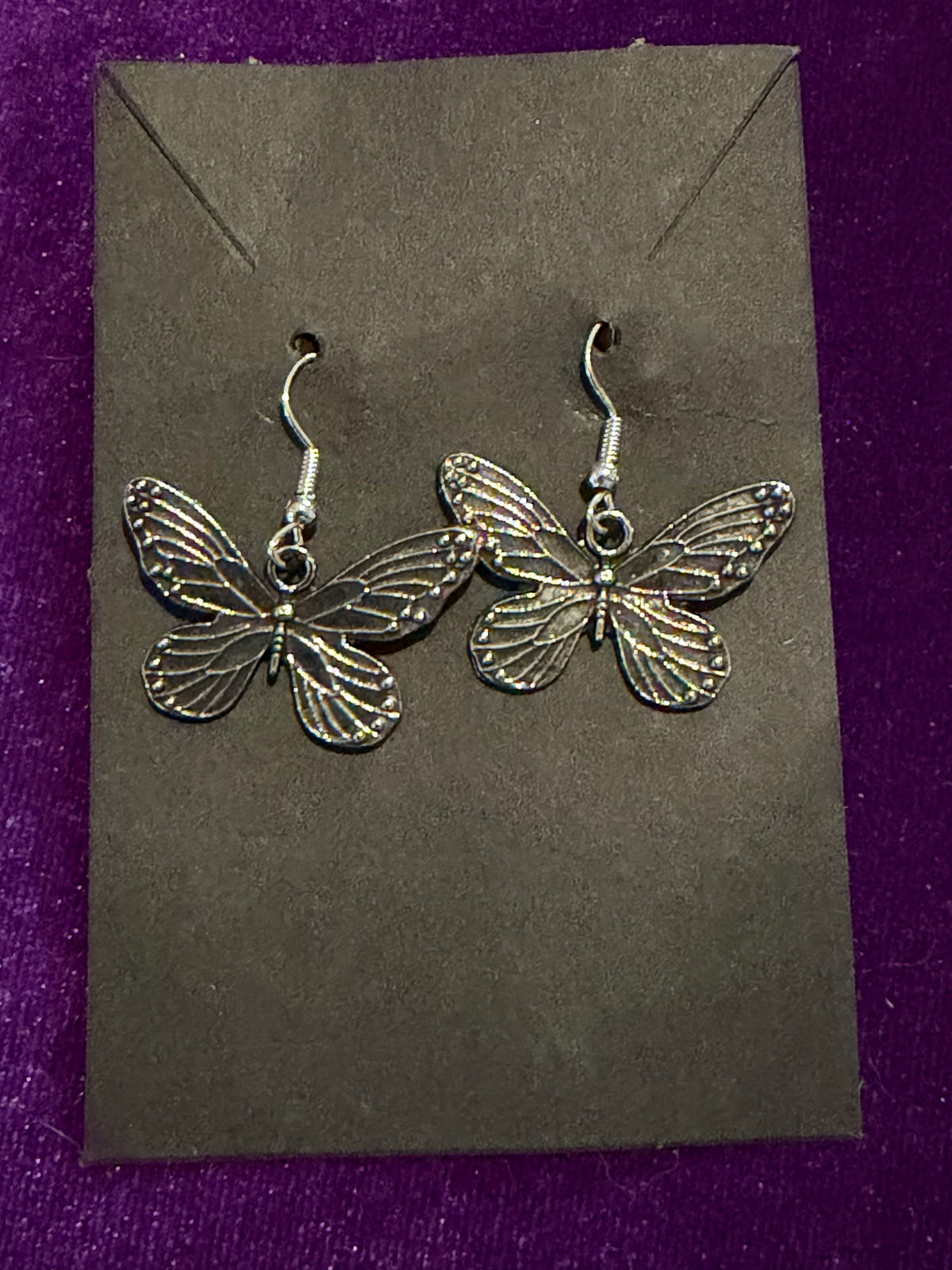 Antiqued Butterfly Drop Earrings
