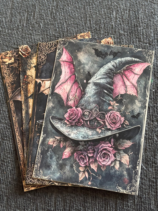 Witch Hat Gothic Mini Art Print Set (4 Pack)