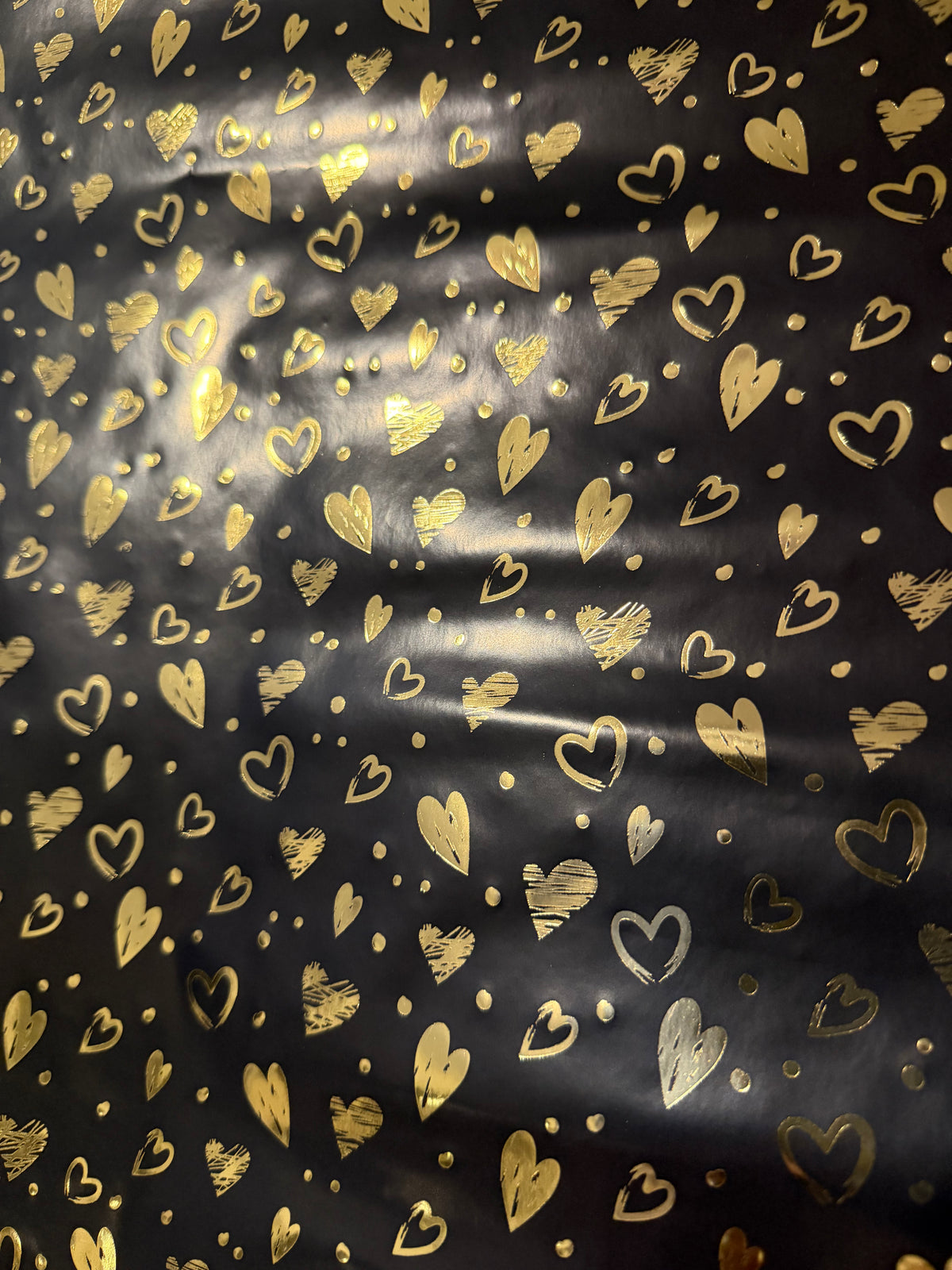 Black & Gold Hearts Premium Wrapping Paper — 2 Metre Roll