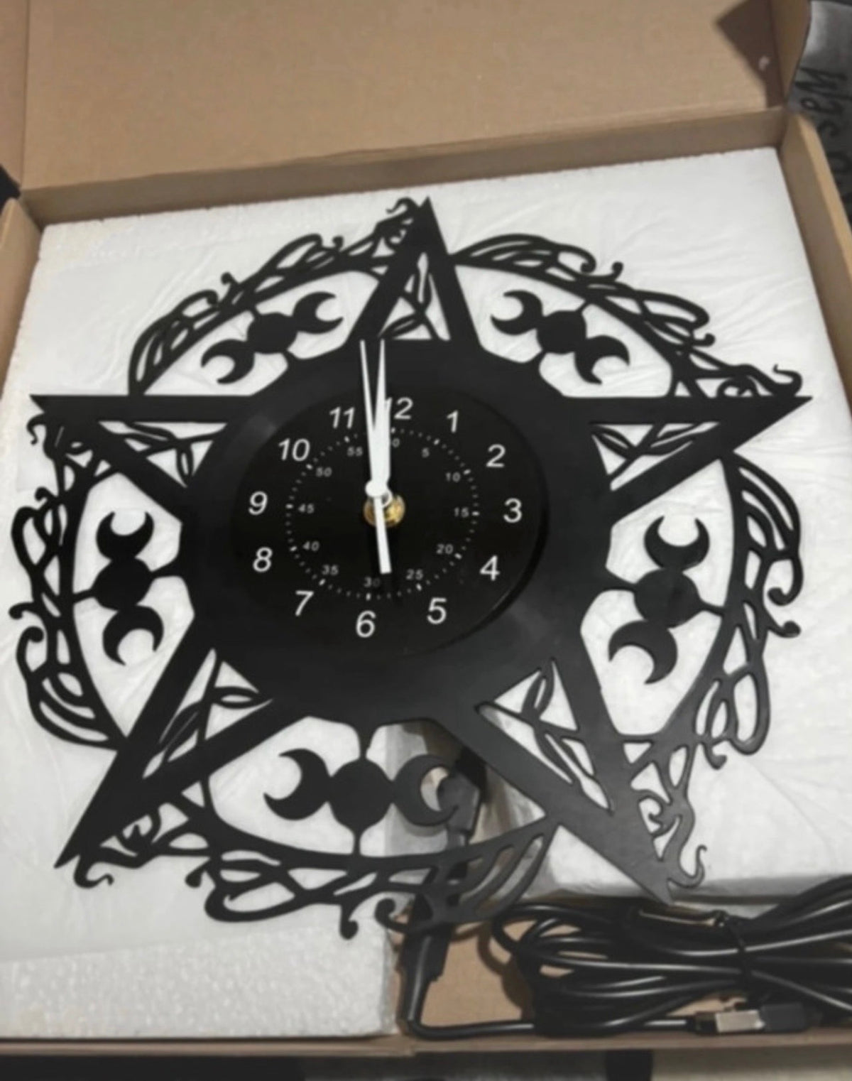 Triple Moon Triquetra Colour-Changing LED Metal Wall Clock – 30cm