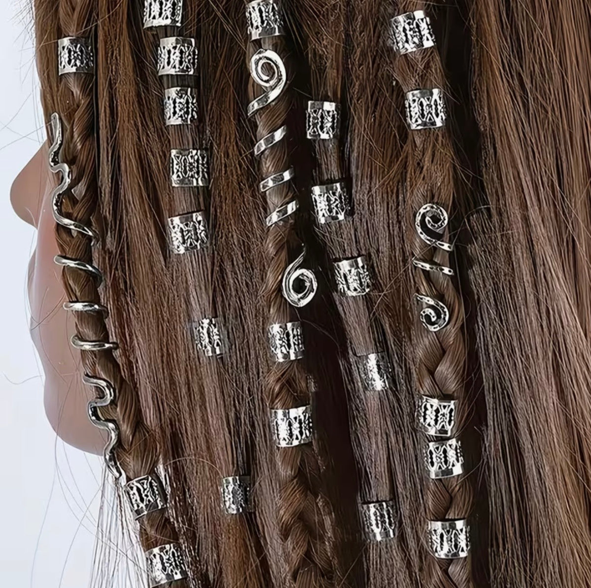 Silver Viking Hair & Braid Cuffs