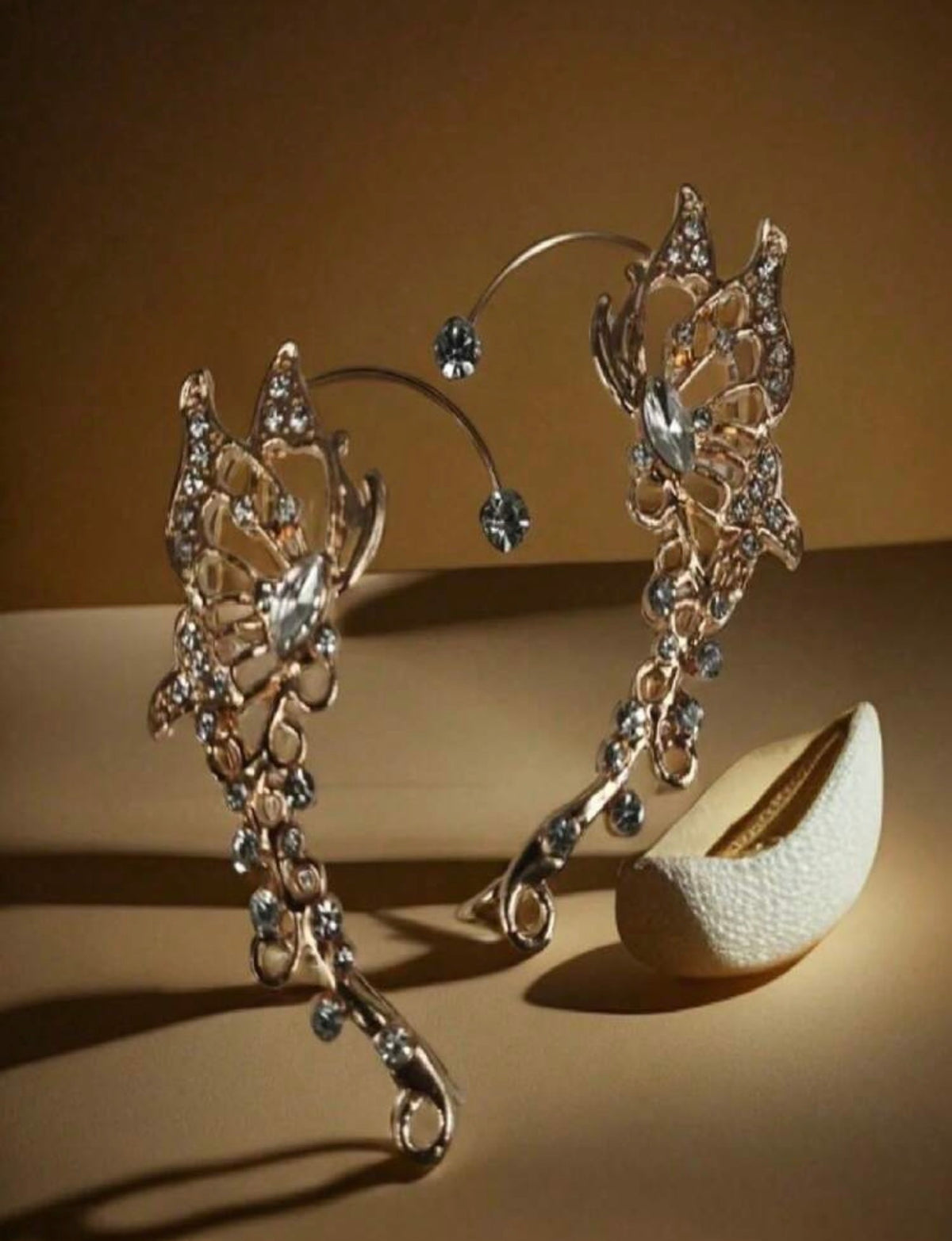 Rose-Gold Butterfly Crystal Ear Cuffs