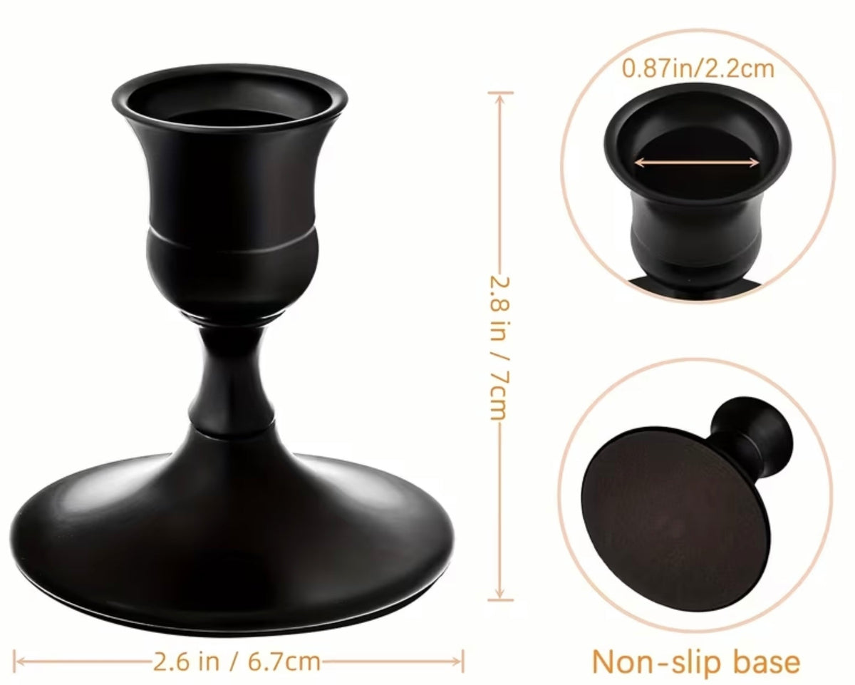 Black Wrought-Iron Taper Candle Holder – Classic Gothic Style