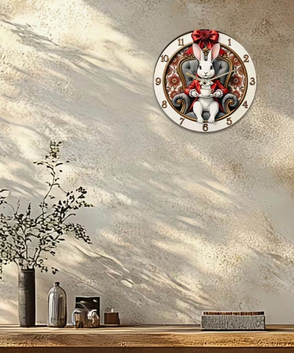 White Rabbit’s Tea Time – 8-Inch Wonderland Wall Clock