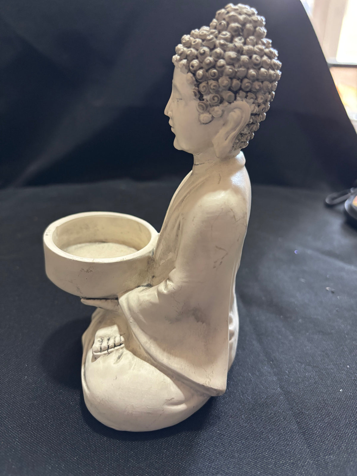 Stone-Effect Seated Buddha Tealight Holder