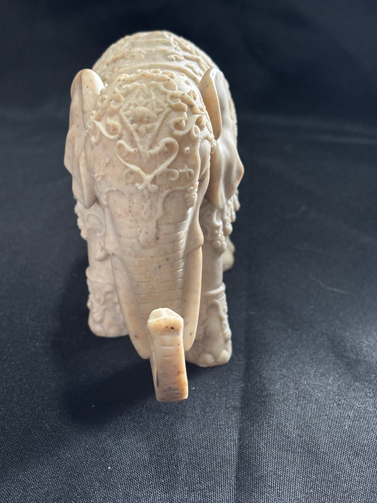 Vintage Ornate Faux-Ivory Ceremonial Elephant