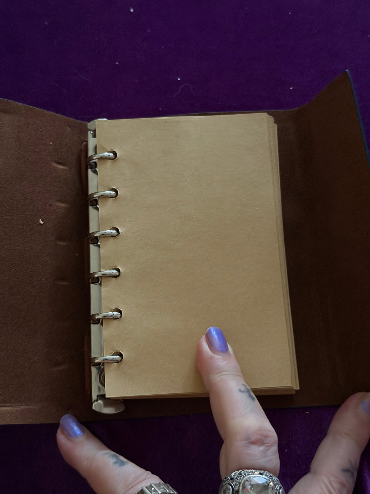 Blue Leather Compass Journal – Blank Kraft Pages